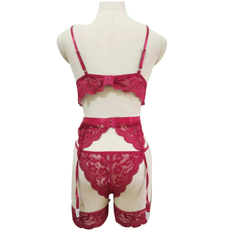 Valentines Day Deals 2024! AKAFMK Womens Lingeries,Sexy Lingerie for  Women,Sexy Women 3PCS Lingerie Suit Lace Bowknot Perspective Temptation  Underwear