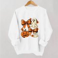 thumbnail image 4 of Mifsaly Womens Vintage Pumpkin Ghost Graphic Crewneck Sweatshirt Long Sleeve Fall Pullover Top Spooky Bow Print Casual Comfy Shirt for Autumn Season Halloween Party White,L, 4 of 5