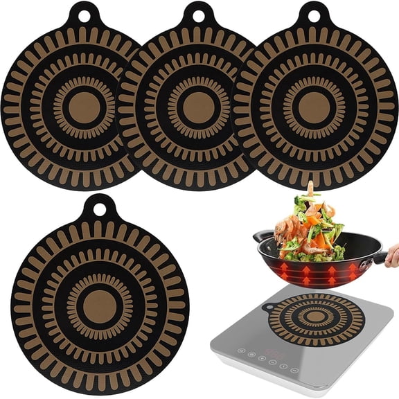 4 Pcs Thermochromic Silicone Induction Cooktop Protect Mat, High Temperature Resistance and Oil Pollution Prevention Protective Cover (9.45 Inches)