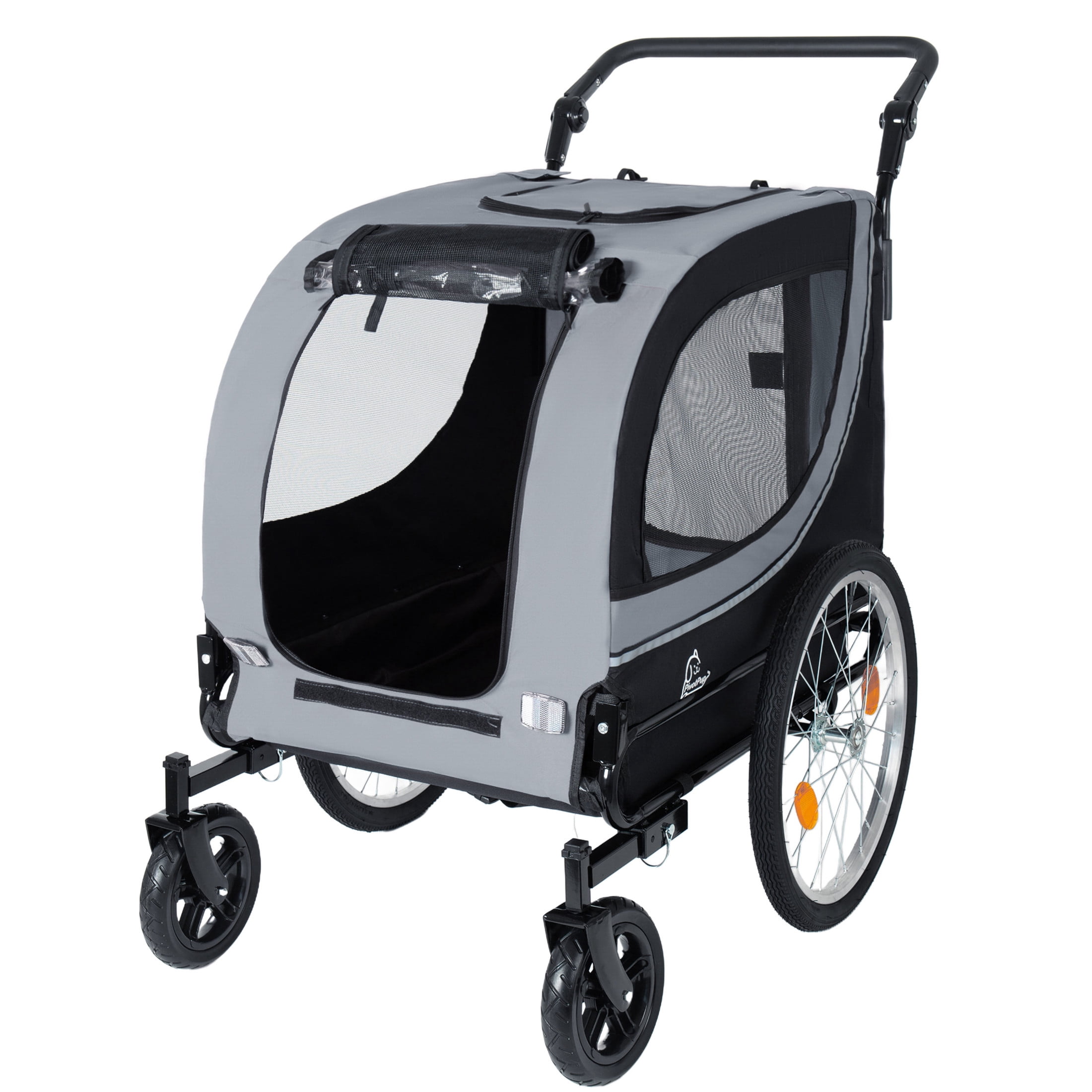 Noble House 2-in-1 Bike Trailer & Pet Stroller with Air-Filled Wheels & Breathable Mesh, Foldable Carrier Cart, Gray