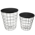 thumbnail image 3 of Lavish Home Set of 2 End Tables, Nesting Tables with Removable Wood Tops and Metal Basket Bases for Living Room or Home Office, Black, 3 of 9
