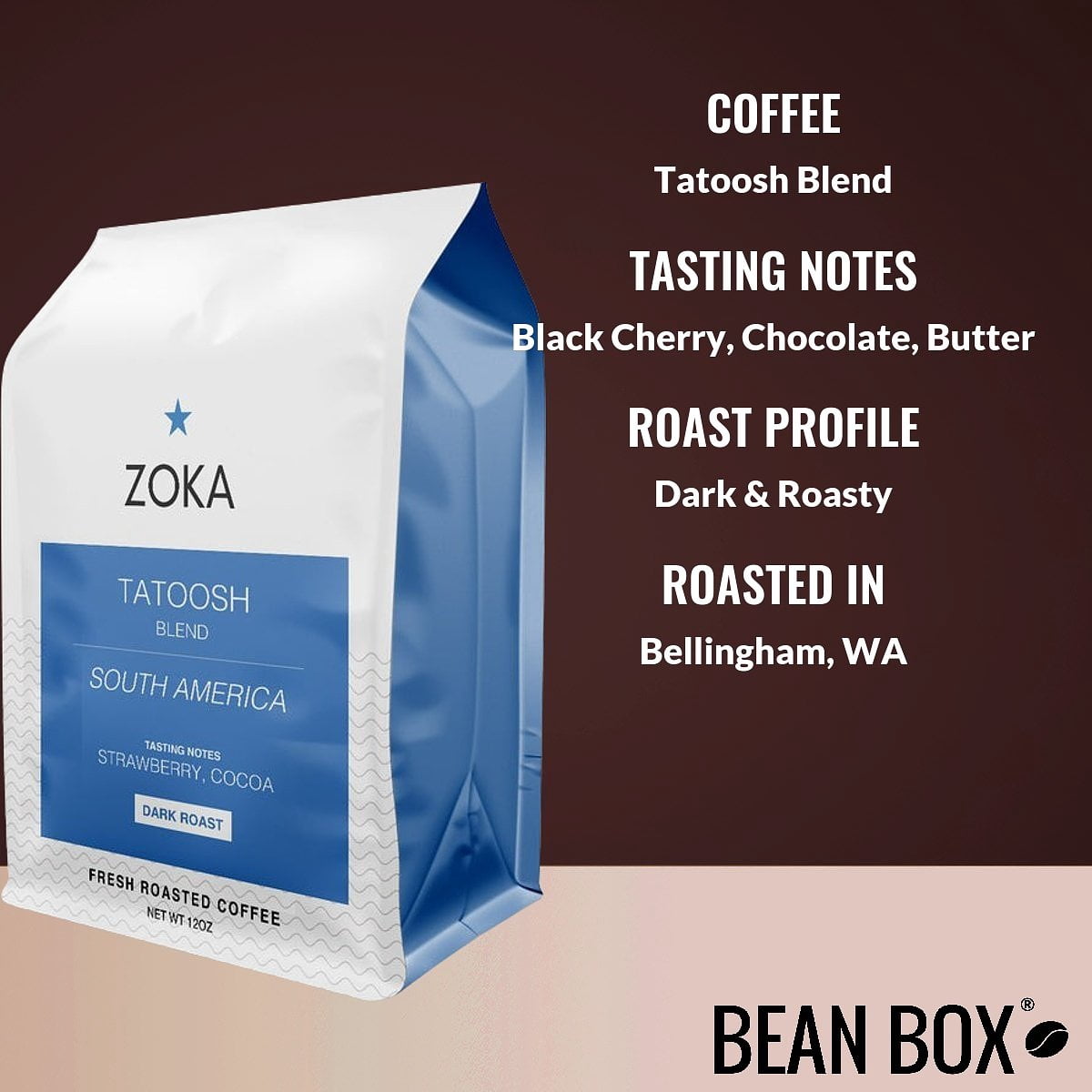 Tatoosh Blend - Roasted by Zoka Coffee - Whole Bean Coffee - 2 Pound Bag