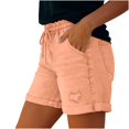 thumbnail image 6 of Womens Jean Shorts Stretchy High Waisted Ripped Denim Shorts with Pockets Trendy Distressed Cut Off Shorts by Yigetop Orange XL, 6 of 7