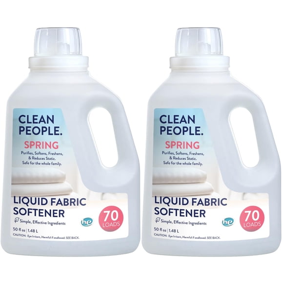 The Clean People Liquid Fabric Softener - Softens & Removes Static Cling - Vegan Scented Laundry Softener - Spring Scent, 50 fl oz - 70 Loa