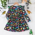 thumbnail image 2 of Utlike Girls Dresses A Line Princess Dress Comfy Ruffle Sleeve Dinosaur Skirt Relaxing Fit Sundress For Girl Size 5 Years-6 Years, 2 of 8