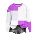 thumbnail image 3 of Frostluinai Color Block Tops for Women Long Sleeve Drop Shoulder T Shirts Round Neck Oversized Shirts Loose Fit Y2K Sweatshirts for Teen Girls, 3 of 3