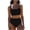 Black, variant on Women 3 Piece Swimwear Spaghetti Strap Halter High Waist Trunks With Skirts Modest Stretchy Bathing Suit (XL, Black)