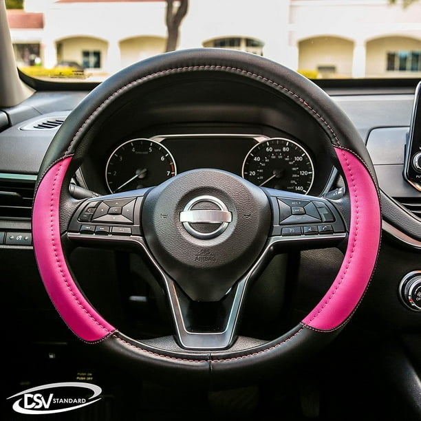  Funda para volante de coche de cuero rosa estándar DSV de 15 pulgadas (37 cm a 39 cm) - Walmart.com