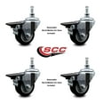 thumbnail image 2 of 3 Inch Black Polyurethane 10MM Threaded Stem Caster Set with Brake, 2 of 2