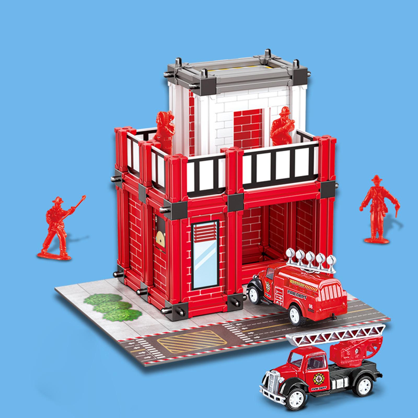 Fiesta Crafts Build A Fire Station - Kit Costruzioni 3D Pompieri Per Bambini Da 6 Anni, Modello Di Caserma Con Veicoli E Personaggi, 89 Pezzi