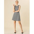 thumbnail image 4 of Vestido de Tweed Unique Bargains a cuadros sin mangas Blanco negro S, 4 of 6
