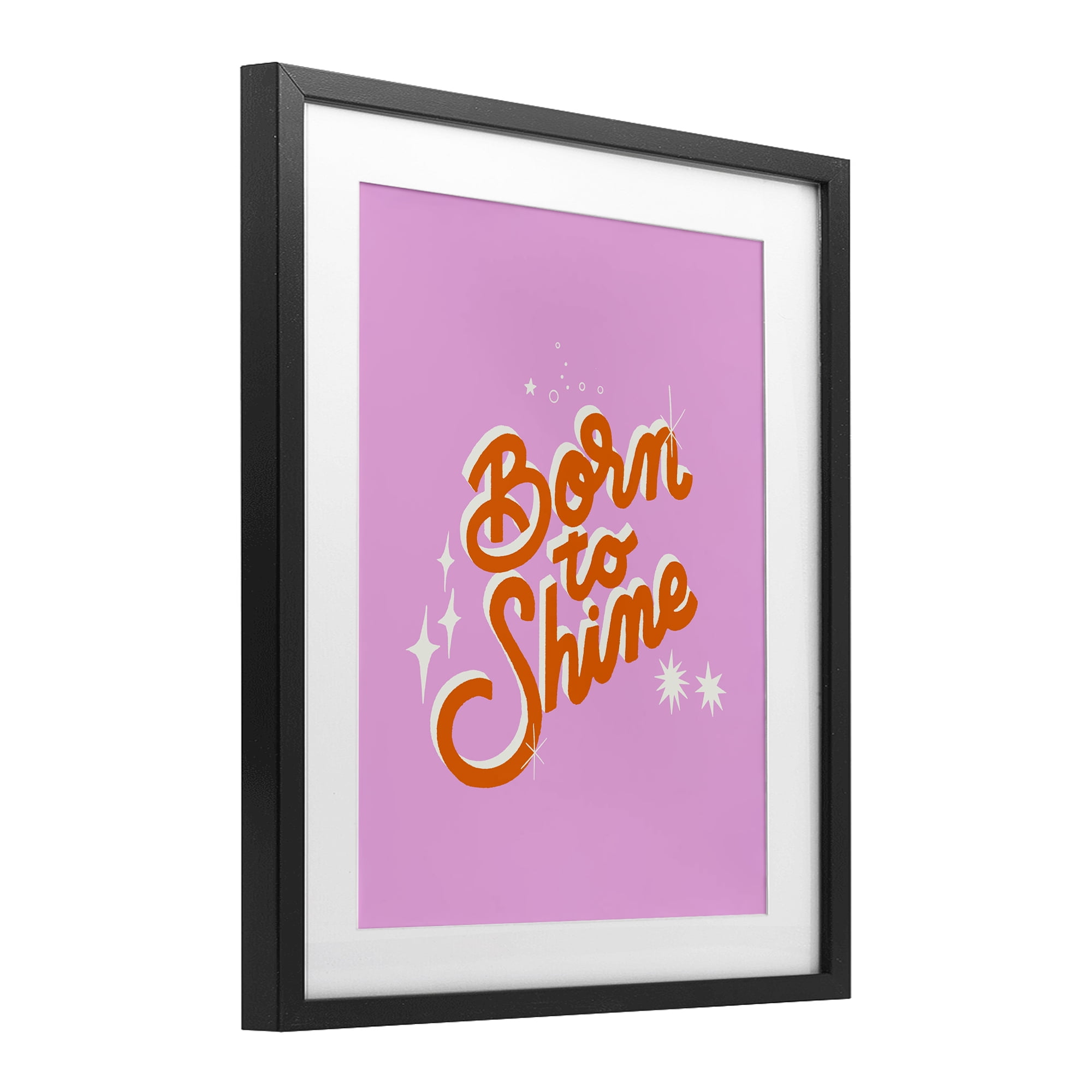 Stupell Industries Born To Shine on Pink Black Framed Print Under Glass, design by Indira Prieto | IndySign
