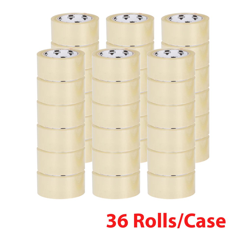 (72 Rolls) Clear Carton Packing Tape Rolls, 1.6 Mil, 2 Inch x 110 Yards