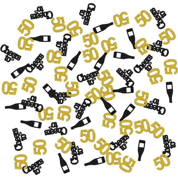Cheers to 50 Years Rainbow Confetti, 120pcs, Birthday & Anniversary Celebration, Small, Cardboard & Paper, Eco Friendly