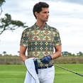 thumbnail image 3 of Rateoe Traditional Tribal Aztec1 Pattern Men's Short Sleeve Polo Shirts, Golf Polo Shirts Short Sleeve Performance Moisture Wicking Dry-4X-Large, 3 of 6