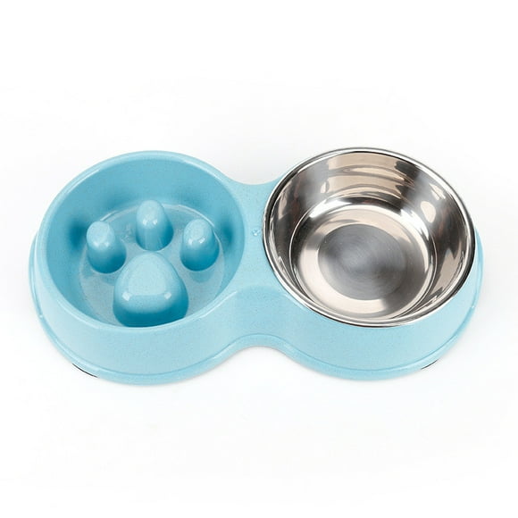 LSLJS Dog Bowls, Cat Food and Water Bowls, Double Pet Feeder Bowls, Double Pet Feeder Bowls, Silicone Pet Slow Food Double Bowl Dog Bowl Dog Food Utensils
