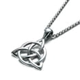 thumbnail image 3 of Vnox Triquetra Necklace, Silver Stainless Steel Celtic Knot Necklace for Men with 24" Rolo Chain, 3 of 7
