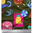 thumbnail image 1 of Soimoi Green Rayon Crepe Fabric Beech & Fun Party Fabric Prints By Yard 46 Inch Wide, 1 of 5