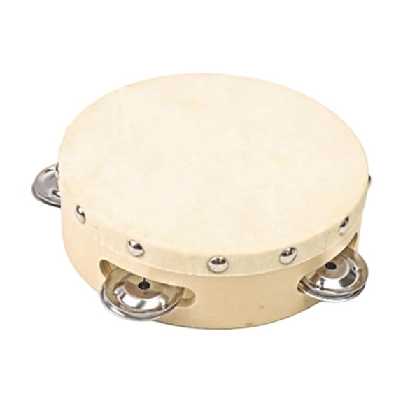 Natural Wood Tambourines with Metal Jingle Educational Percussion Instrument