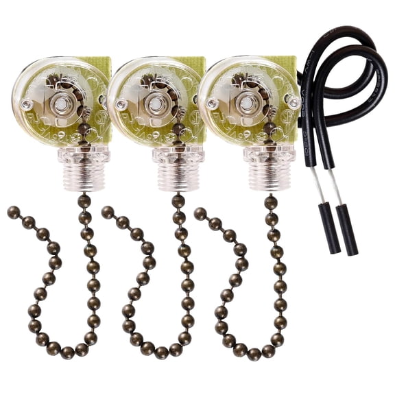 DUKOU 3Pcs Ceiling Fan Pull Chain Switch Two-Wire Light Switch Control Replacement for Ceiling Fan,Wall Lamps,Cabinet Light,Easy Install Ceiling Fan Pull Chain Switch
