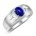 thumbnail image 3 of RYLOS Men's Rings 14K White Gold Classic 8X6MM Oval Gemstone &  Diamond Ring Lapis Lazuli September Birthstone Rings For Man Gold Rings Size 11, 3 of 7