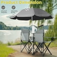 thumbnail image 5 of 2-Seat Folding Chair with Removable Sun Umbrella, Portable Camping Chair with Storage Pocket and Cup Holders, Outdoor Beach Chair for Beach, Patio, Park, Gray, 5 of 9
