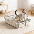thumbnail image 6 of FeiFu Open Cats Litter Box with High Side,Non-Splashing Cats Litters Pan,Cats Toilet with Litter Sifting Scoop,Semi-Enclosed Removable Kittens Litter for Boxes, 6 of 6