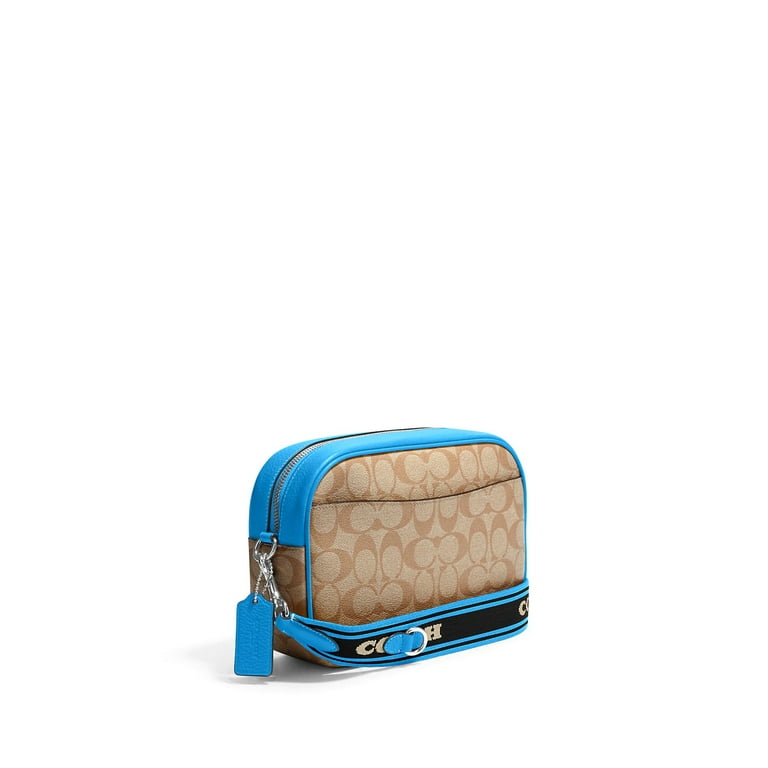 Coach Women s Signature Coated Canvas Camera Bag Khaki Racer Blue Walmart