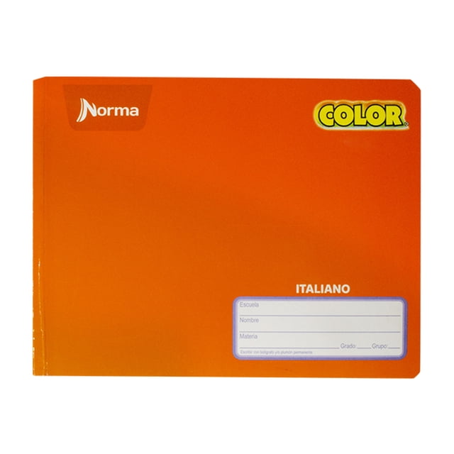 Cuaderno Norma Color Cosido Italiano Cuadro Grande 100 Hojas Naranja