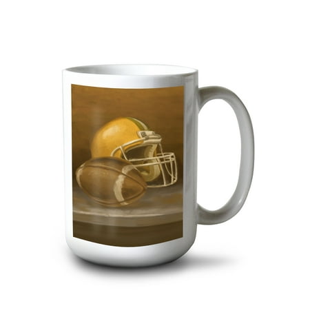 

15 fl oz Ceramic Mug Football and Helmet Oil Painting Dishwasher & Microwave Safe