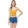 thumbnail image 3 of MixMatchy Women's Sexy Frill Knot Front Knit Strapless / Strap Tube Crop Top, 3 of 6
