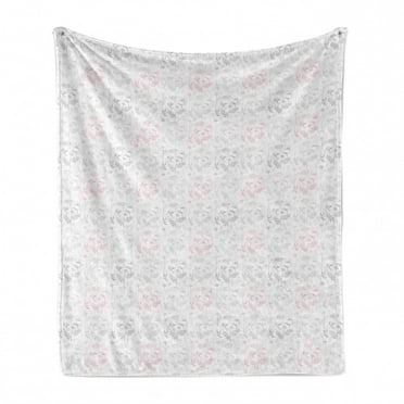 Plants Soft Flannel Fleece Throw Blanket, Hand Drawn Beauty Spring Flowers Pattern in Sketchy Style Botanical Design, Cozy Plush for Indoor and Outdoor Use, 60" x 80", Magenta Dark Grey, by Ambesonne