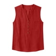 thumbnail image 4 of Womens Summer Tops V Neck Sleeveless Button Down Shirts Casual Loose Comfy Trendy Beach Vacation Tank Tops Sizes,S-2XL, 4 of 9