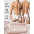thumbnail image 6 of Ausing Men Silky Trunks Lightweight Breathable Underwear Athletic Workout Stretch Underpants Low Rise Boxer Brief S Silvery, 6 of 7