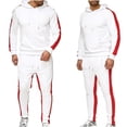 thumbnail image 5 of IROINNID Hoodies for Men Comfy Spring Winter Patchwork Sweatshirt Top Pants Sets Sports Suit Tracksuit,White, 5 of 9