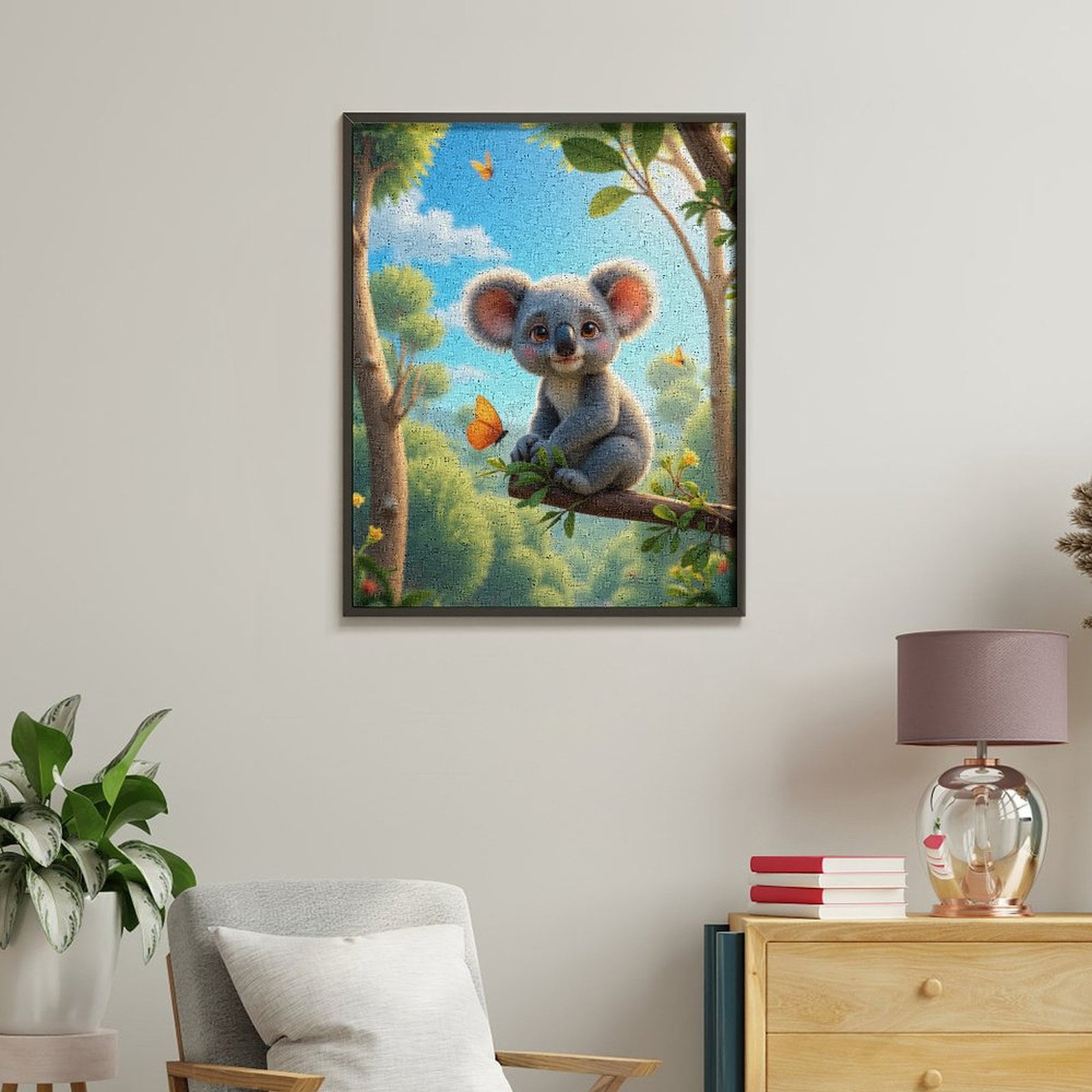 Paint by Numbers Kit for Adults, Cute Koala Butterfly Forest Scene Paint by Numbers, Easy Paint by Numbers Kit for Adults Beginner, DIY Adult Paint by Number Kits on Canvas, Home Decor