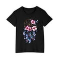 thumbnail image 2 of piuwrlz Summer Short Tops Sleeve Shirts for Girls Printed Tops Cotton Undershirts Black Size 4 Years, 2 of 5