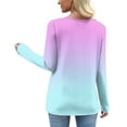 thumbnail image 4 of ShiShine 2025 Fall Square Neck Tops for Women Trendy Long Sleeve Tshirt Gradient Color Casual Loose Fit Button Blouses, 4 of 7