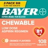 Bayer Chewable Aspirin Regimen Low Dose Pain Reliever Tablets, 81mg, Orange, 108 Count