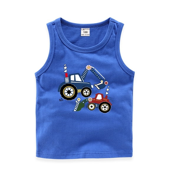 KYAIGUO Baby Boys Summer Vest Shirt Top,Kids Toddler Sleeveless Digger Print Vest Undershirt for 1-8 Years Old