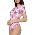thumbnail image 2 of The Xecao Cherry Strawberry Women's Crew Neck Body Suit, a short-sleeved bodysuit and basic swimsuit, both comfort and style for dating and daily life, 2 of 9