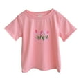 thumbnail image 4 of Ketyyh-chn99 Girls' Short Sleeve Crewneck T-Shirt Tee Girls Puff Sleeve Shirt Plain Mesh Lace Knit Ribbed Dressy Blouse Summer Tops Size for 7-8 Years,Pink, 4 of 5