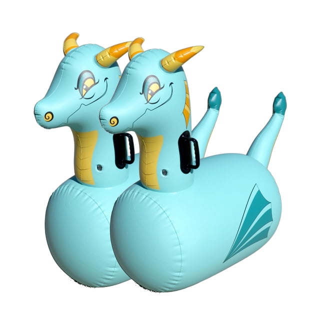 Blue Dragon hinchable para montar a caballo para niños de más de 5 años (paquete de 2)