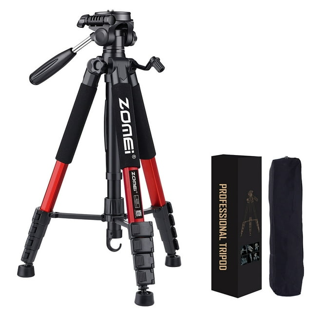 ZOMEI Q188 5-Section 188cm Aluminum Alloy Tripod with 3-Way Pan Head, 360° Rotation, Quick Release Plate & Bubble Levels, Max Load 5kg, Compatible with DSLR Cameras, Camcorders & Action Cameras -