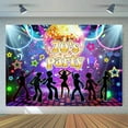 70's 80's Birthday Backdrop Disco Ball Retro Neon Lights Let's Dance