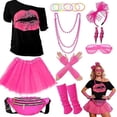 thumbnail image 2 of CONZONE Carnival 80S Womens Dress Up Fashion Tops Lace Mesh Skirts Hairband Outfits Funny Party Stage Performance Clothes Set, 2 of 5