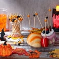 thumbnail image 3 of GHSDFBB Cocktail Picks 200 Counts Fancy Toothpicks for Appetizers Handmade Sticks Multicolor Wooden Bamboo Toothpicks Long Decorative Skewers 5.5 Inch for Wedding Halloween XMAS Food(Black, Oran, 3 of 7