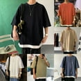 thumbnail image 5 of Mens Korean Style Oversized Short Sleeve T-Shirts Hip Hop Fake Two Pieces Tops, 5 of 10