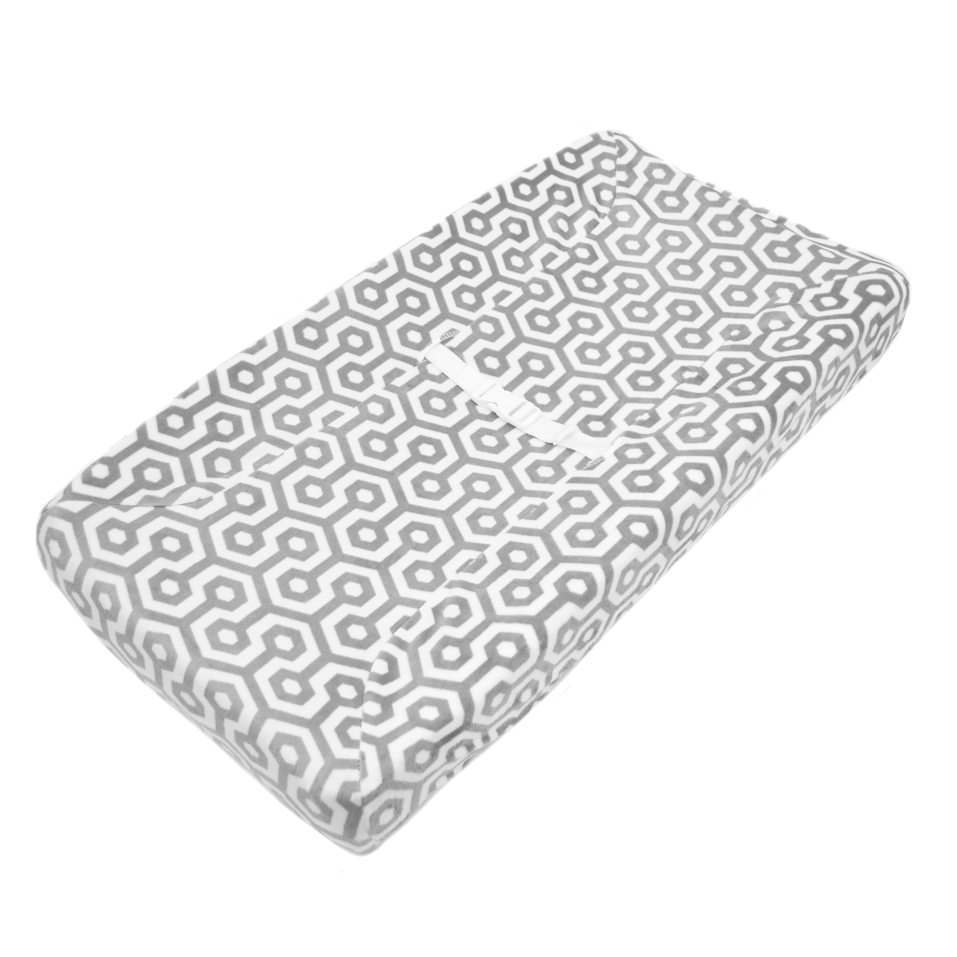 TL Care Heavenly Soft Chenille Fitted Contoured Changing Pad Cover, Gray Honeycomb, for Boys and Girls