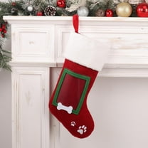 RuiJiao Felt Christmas Stocking with Photo Display, Santa Claus Patchwork Embroidery Ornament for Holiday Decor, Gift Socks and Candy Bag